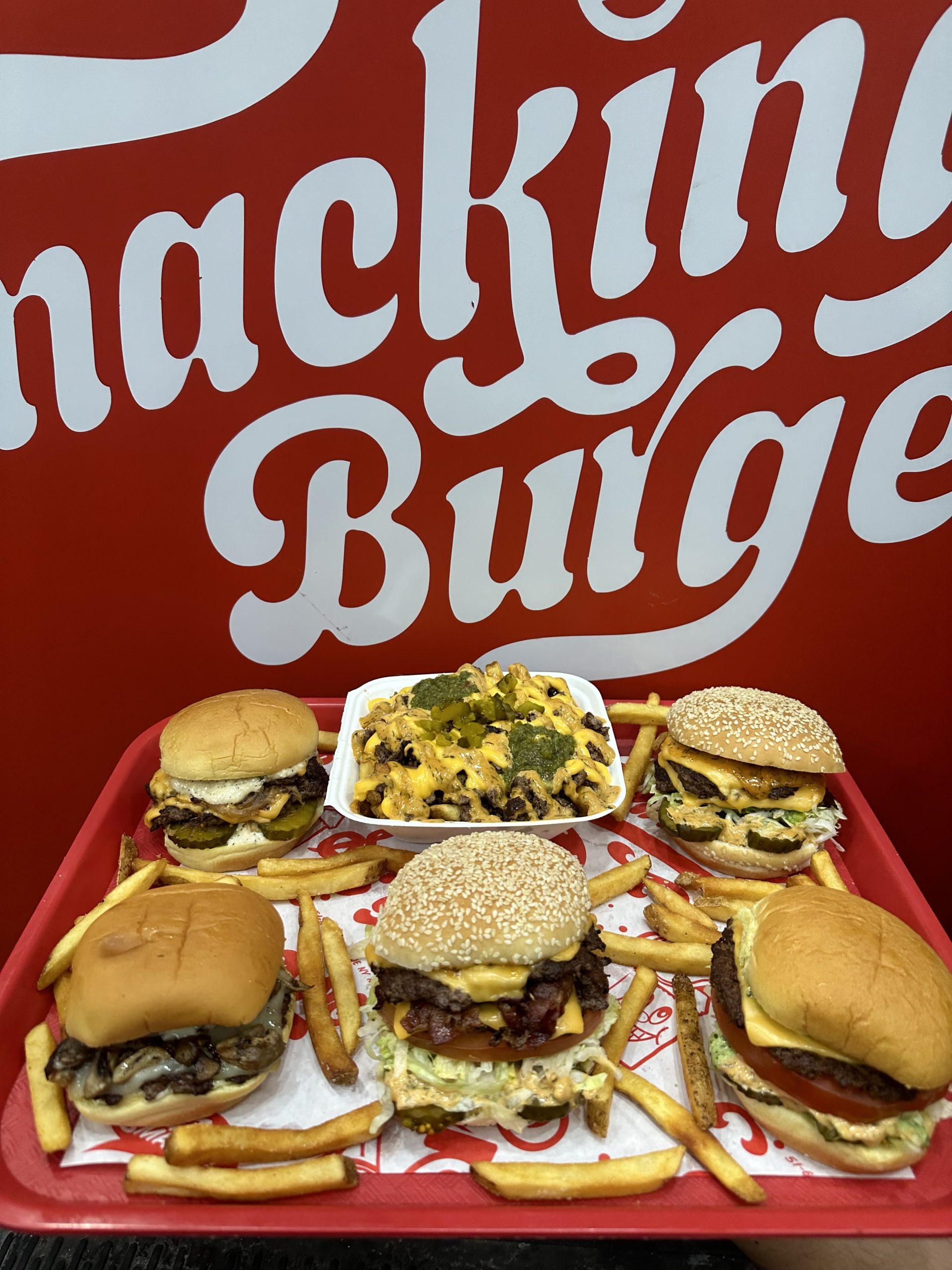 Juicy double smash burger from Smacking Burger West Village.